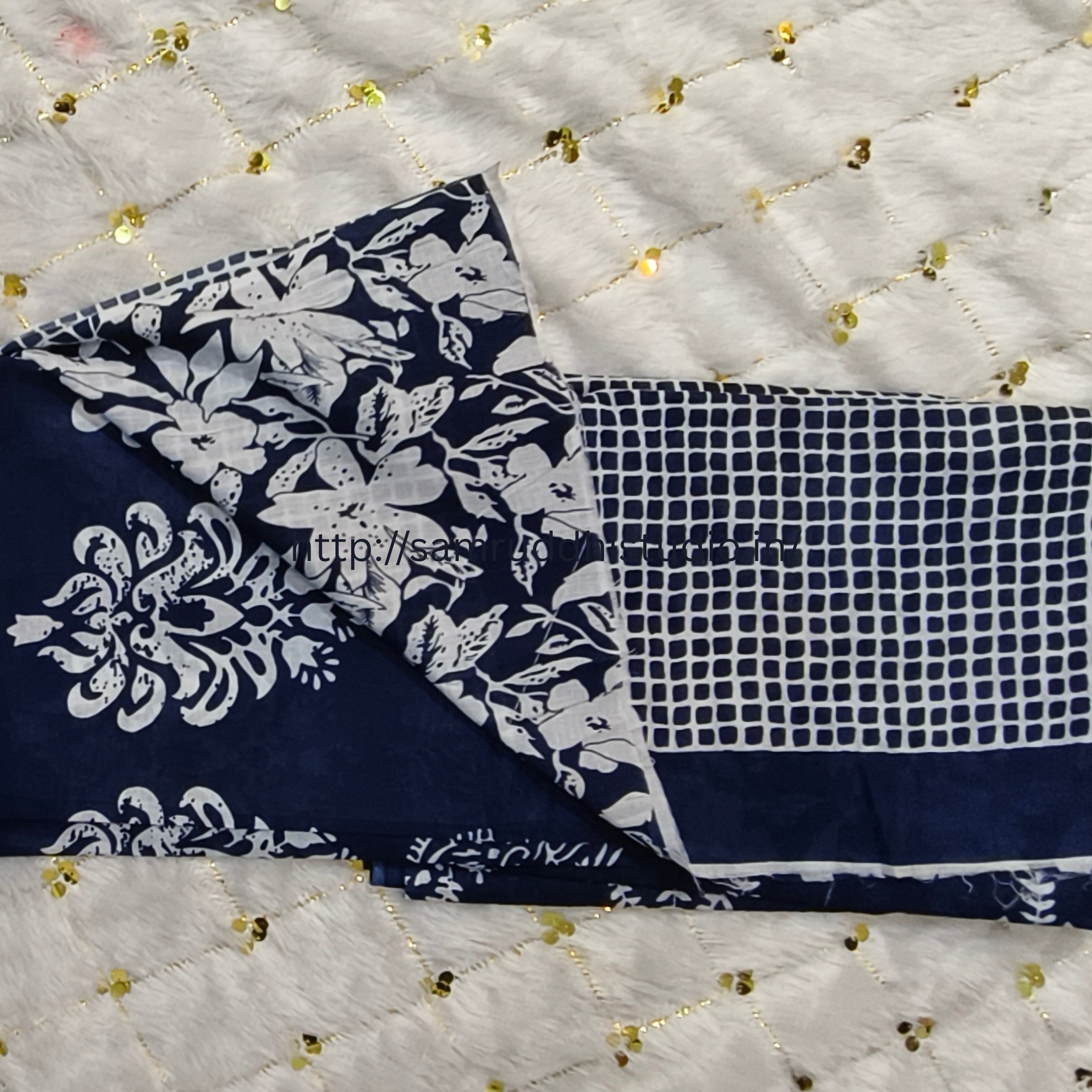 BAGRU PRINT MULMUL COTTON SAREE 92*80